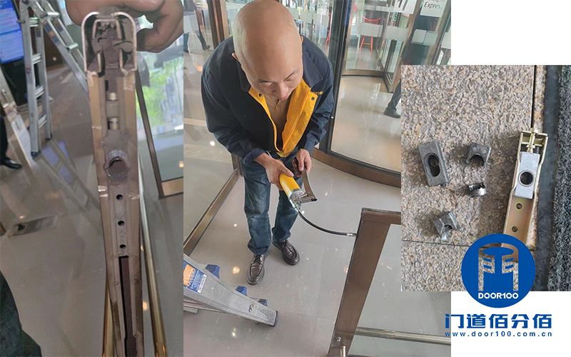 門區(qū)邊門維修案例之酒店地彈門維修服務(wù)