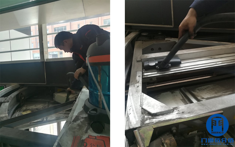 北京海淀某大廈正門兩翼旋轉門保養美化清潔服務案例